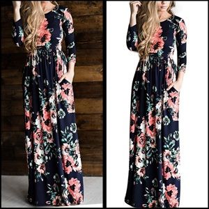 Floral long sleeve maxi dress